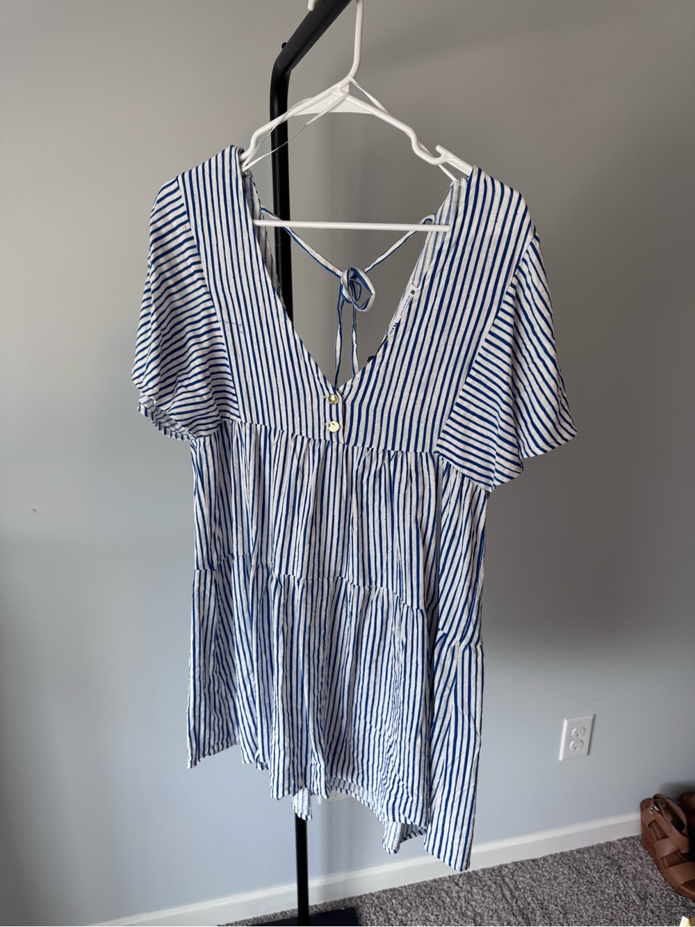Zara Blue and White Striped Mini Dress
